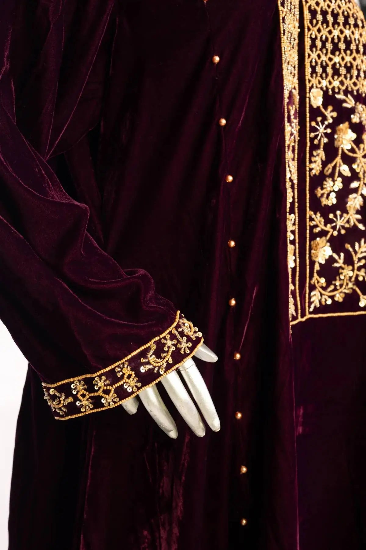 Royal Amethyst: Designer Women’s Velvet Dress for Weddings