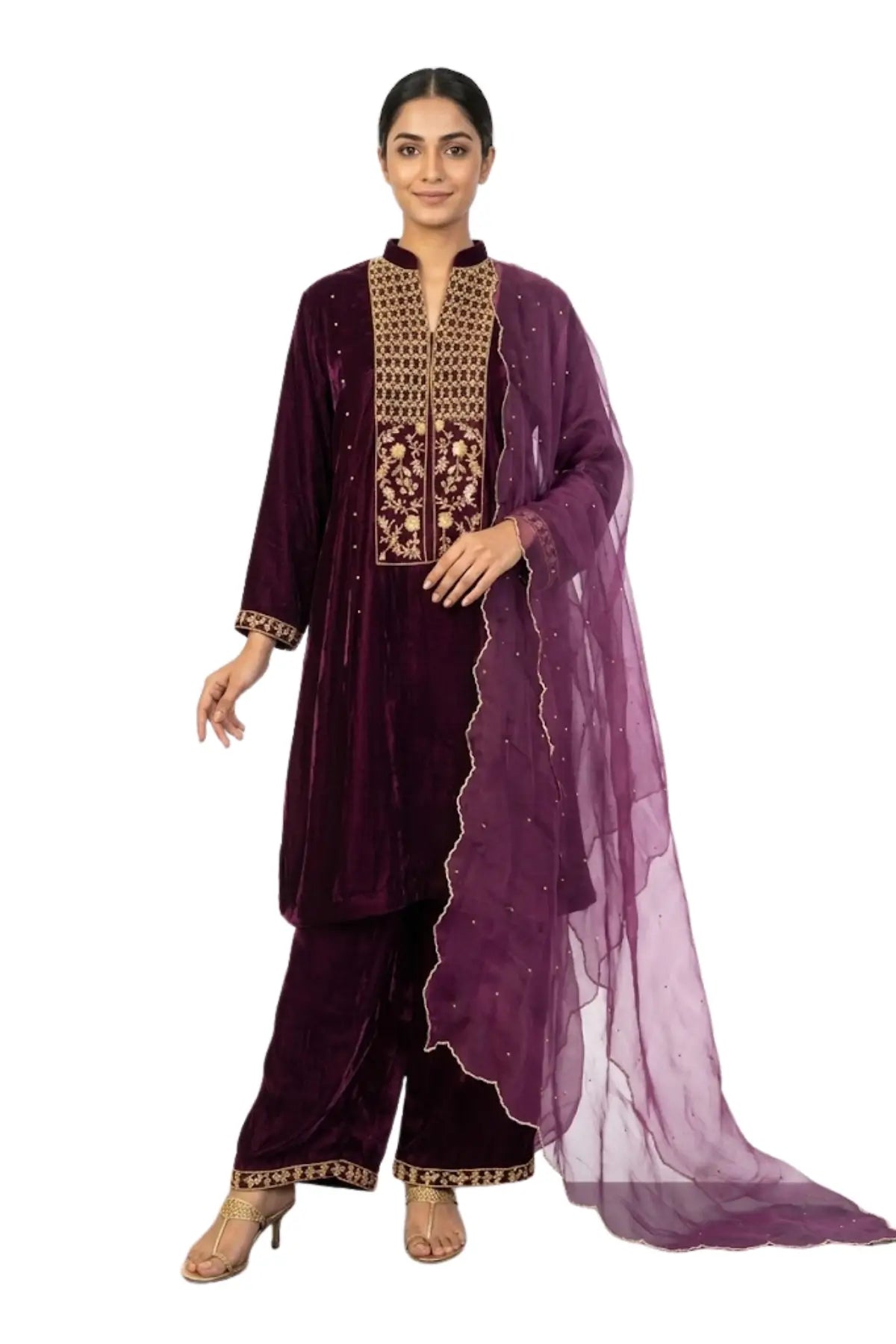 Royal Amethyst: Designer Women’s Velvet Dress for Weddings