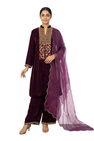 Royal Amethyst: Designer Women’s Velvet Dress for Weddings