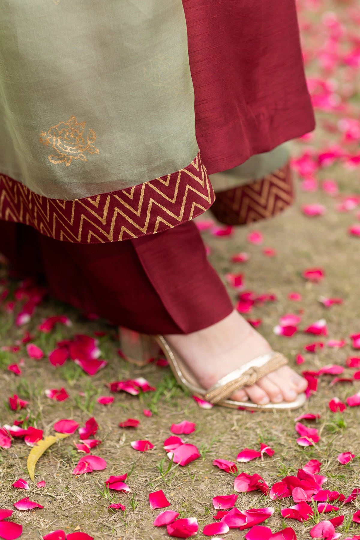 Rubab maroon & mint green raw silk 3PC Eid Edit 2026 by MariamRaj