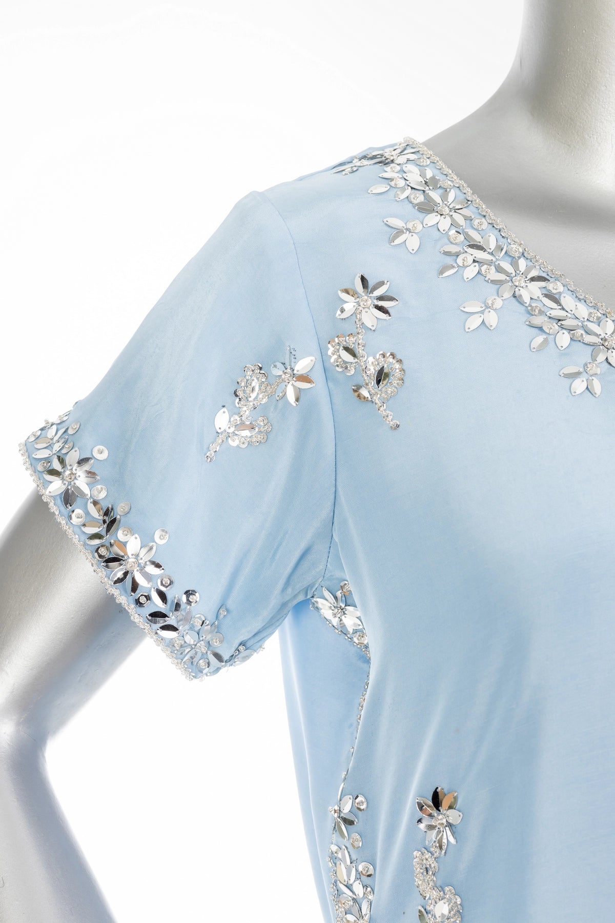 Sarah powder blue tassel silk suit with hand embellishment and elegant party wear styling by MariamRaj