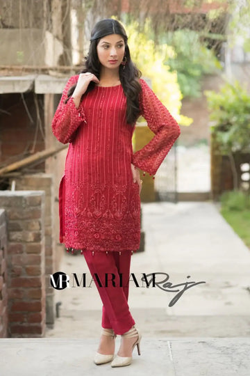 Scarlet Elegance-Pakistani Red Party Wear Dress