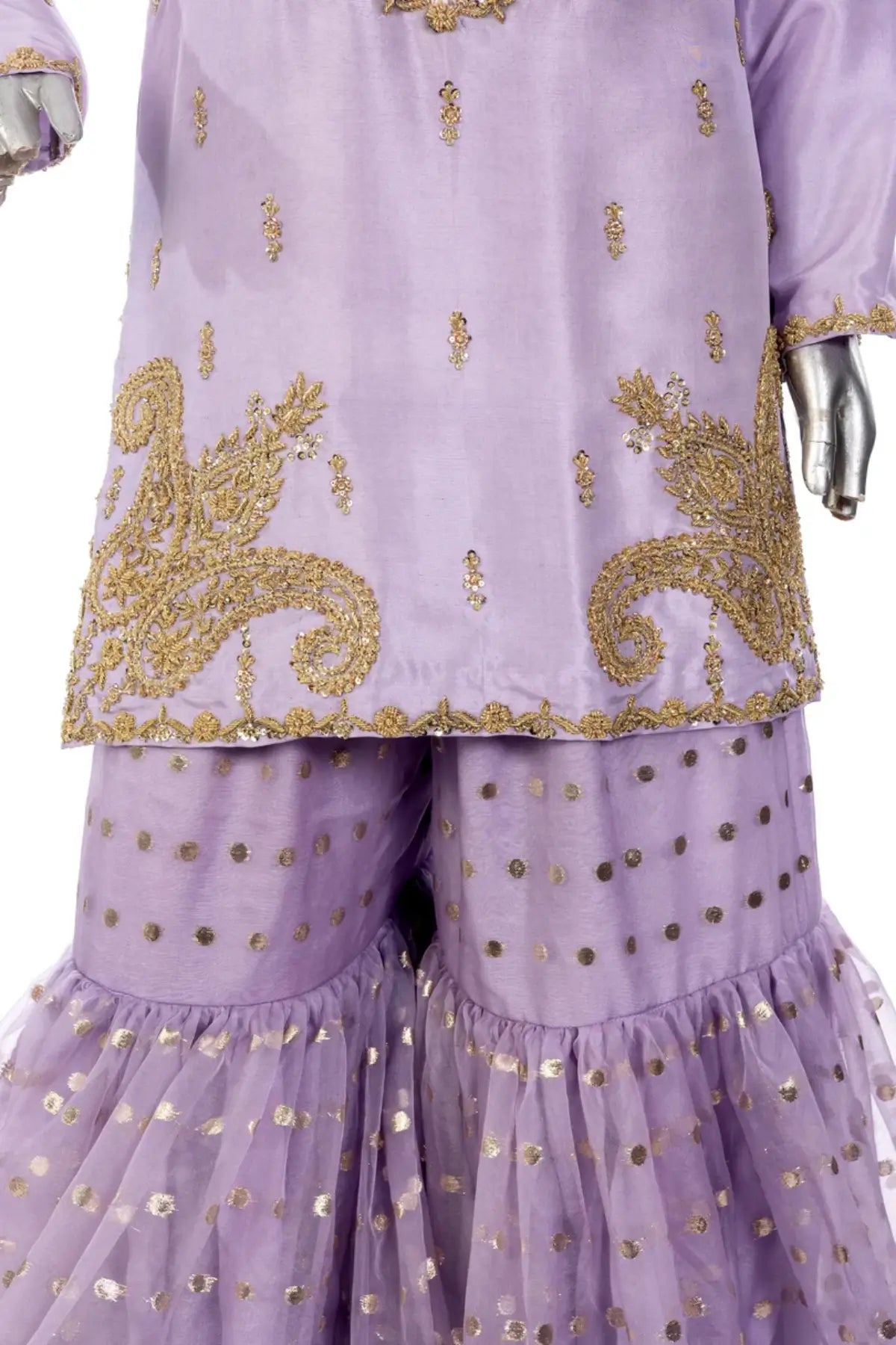 Sehrish – Wedding Formal Raw Silk Shirt with Organza Gharara Online