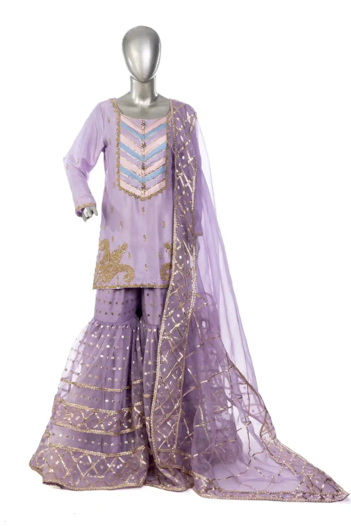 Sehrish – Wedding Formal Raw Silk Shirt with Organza Gharara Online