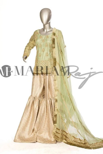 Serene- Pistachio Green Pakistani Gharara Set
