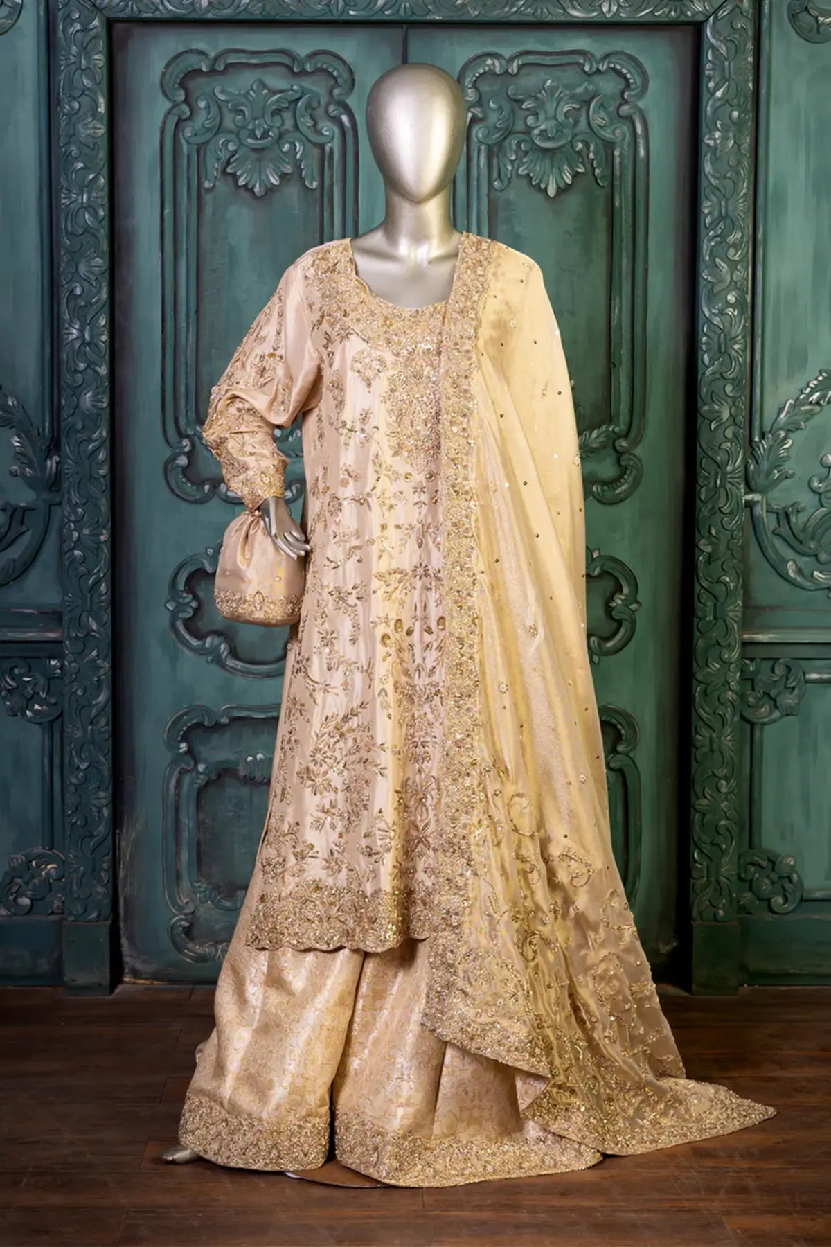 Serene Opal – Heavily Embroidered Sharara Dress for Pakistani Brides Canada