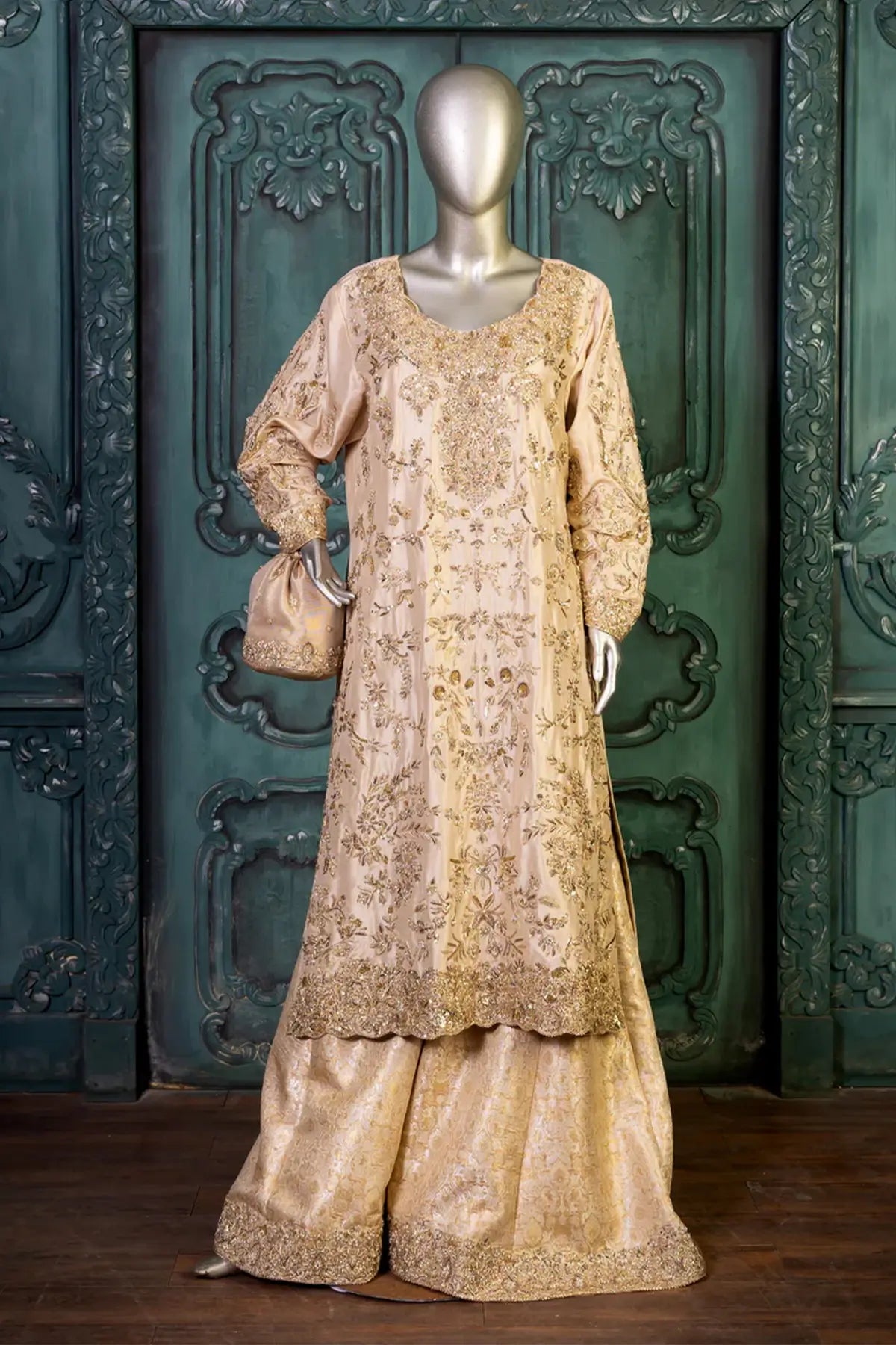 Serene Opal – Heavily Embroidered Sharara Dress for Pakistani Brides Canada