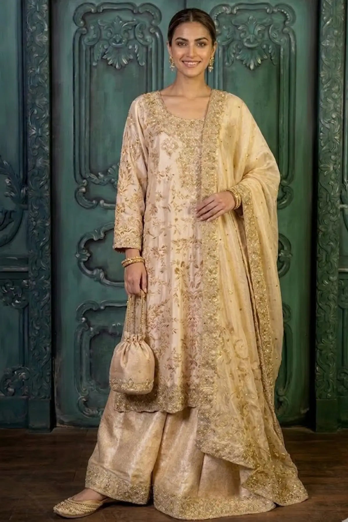 Serene Opal – Heavily Embroidered Sharara Dress for Pakistani Brides Canada