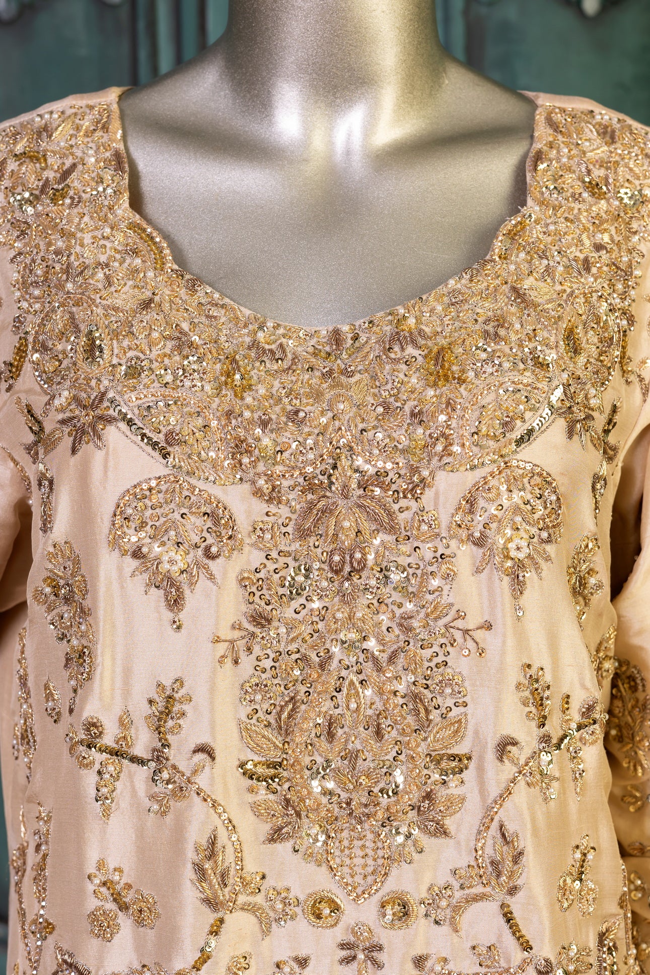 Heavily embroidered Pakistani bridal sharara dress with embellished dupatta – available for worldwide delivery including Canada, USA, UK.