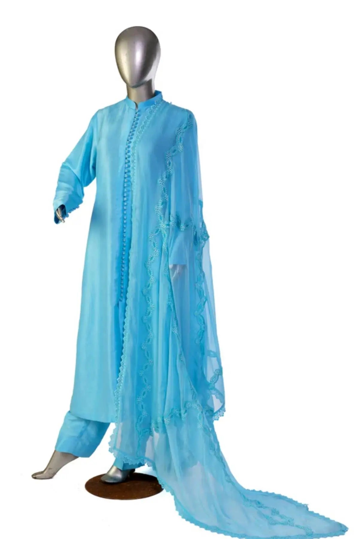 Shahbano-Elegant Ice Blue Raw Silk Embellished outfit