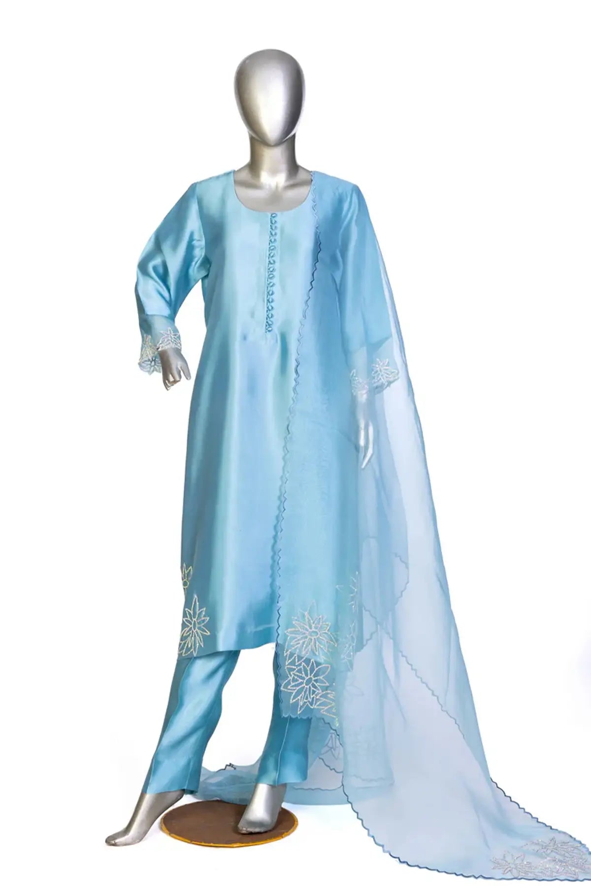 Sitara- Elegant Pakistani party wear in ice blue