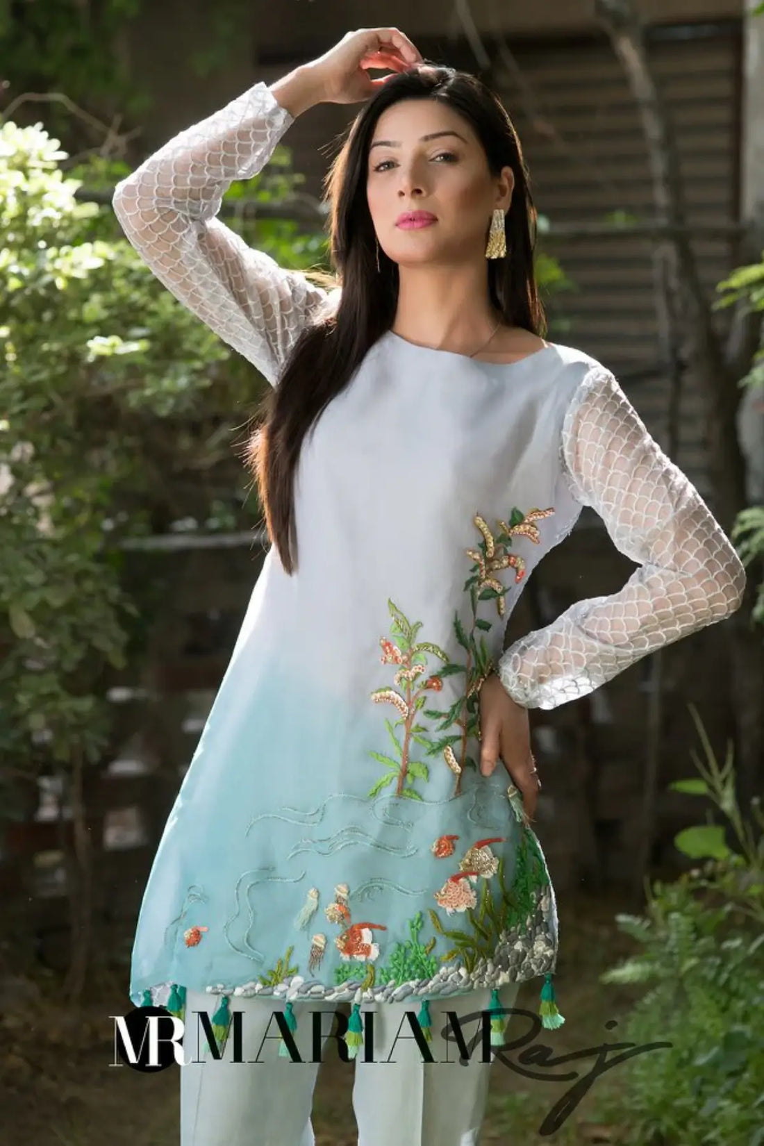 Sky Bliss-Custom-made Pakistani Luxury Pret Outfit