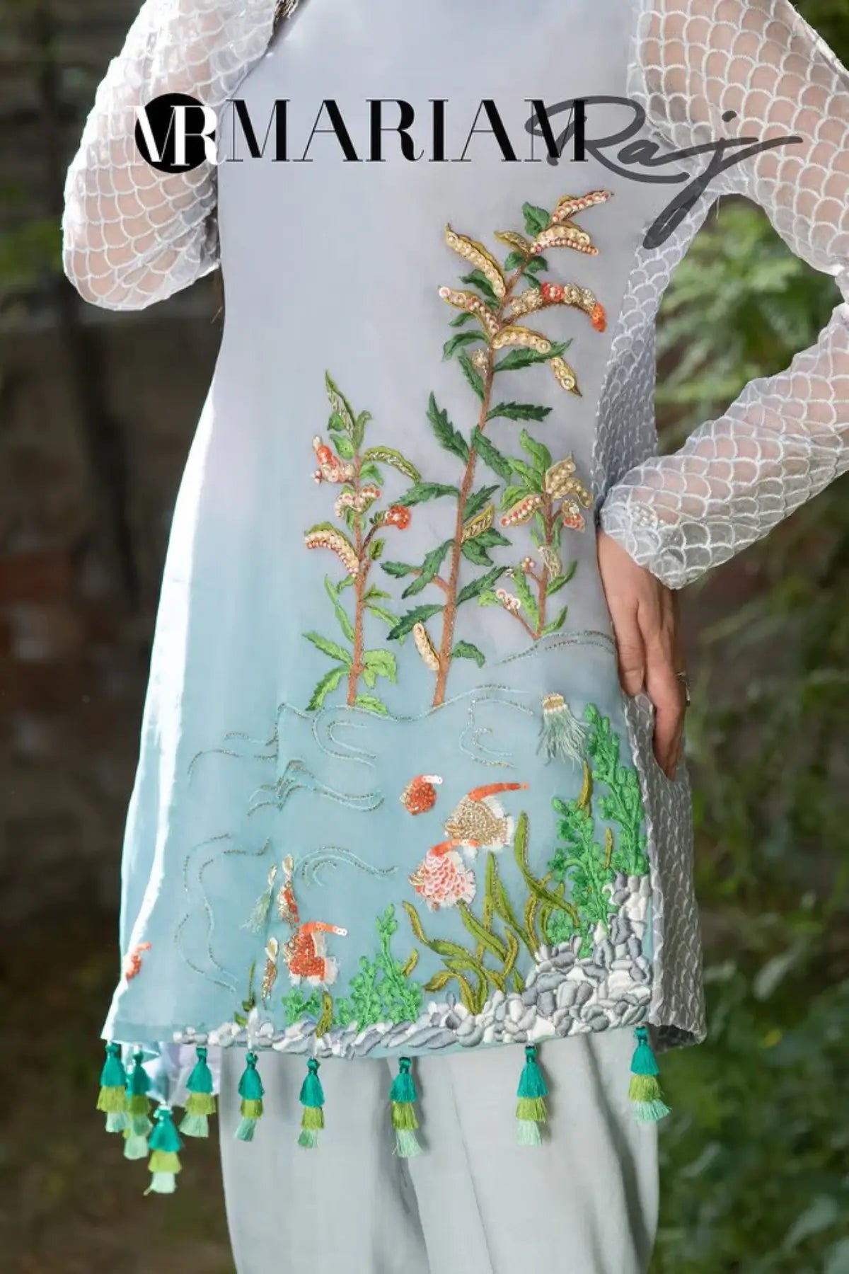 Sky Bliss-Custom-made Pakistani Luxury Pret Outfit