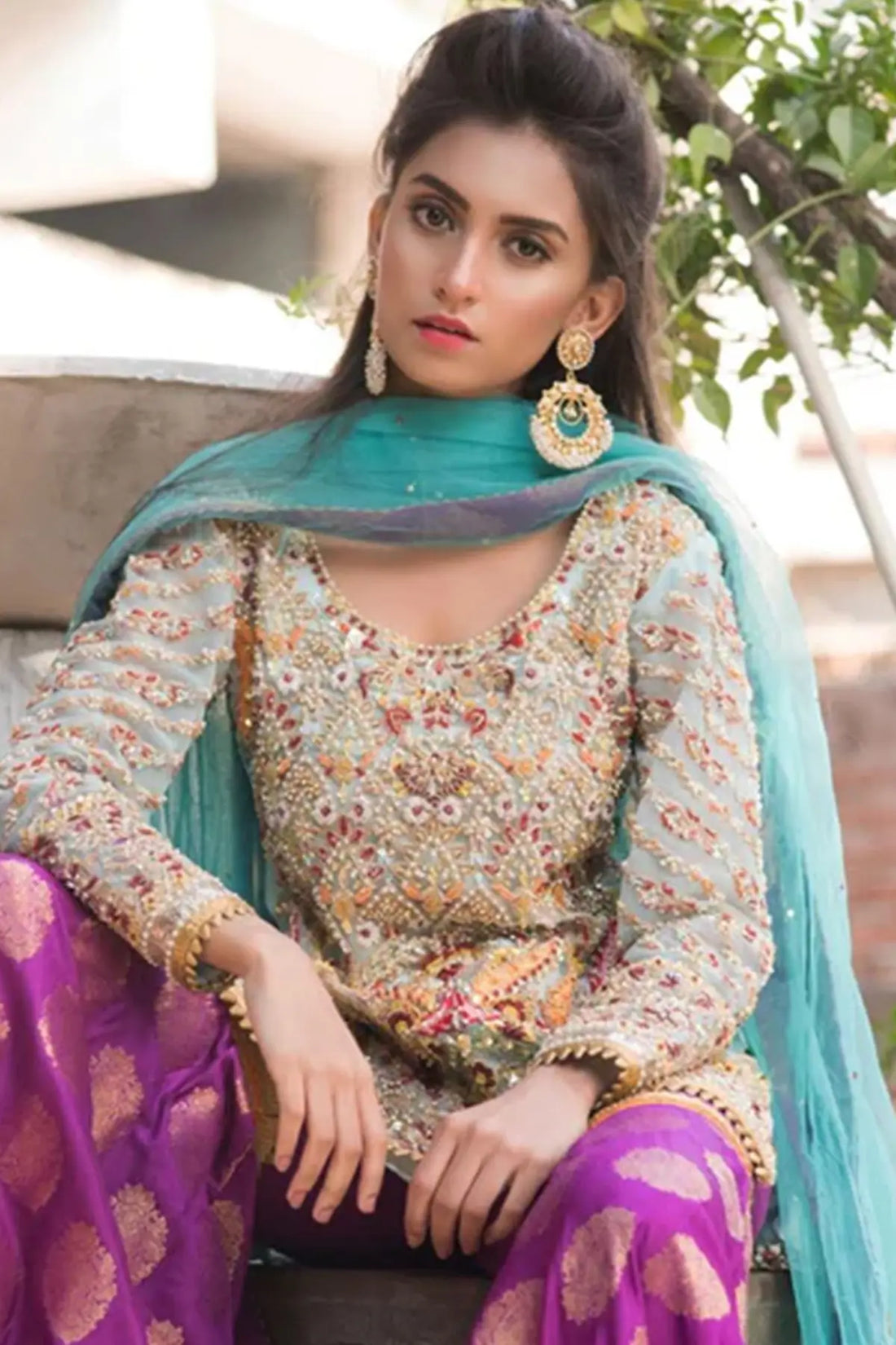 Sky Charm-Traditional Embroidered wedding outfit