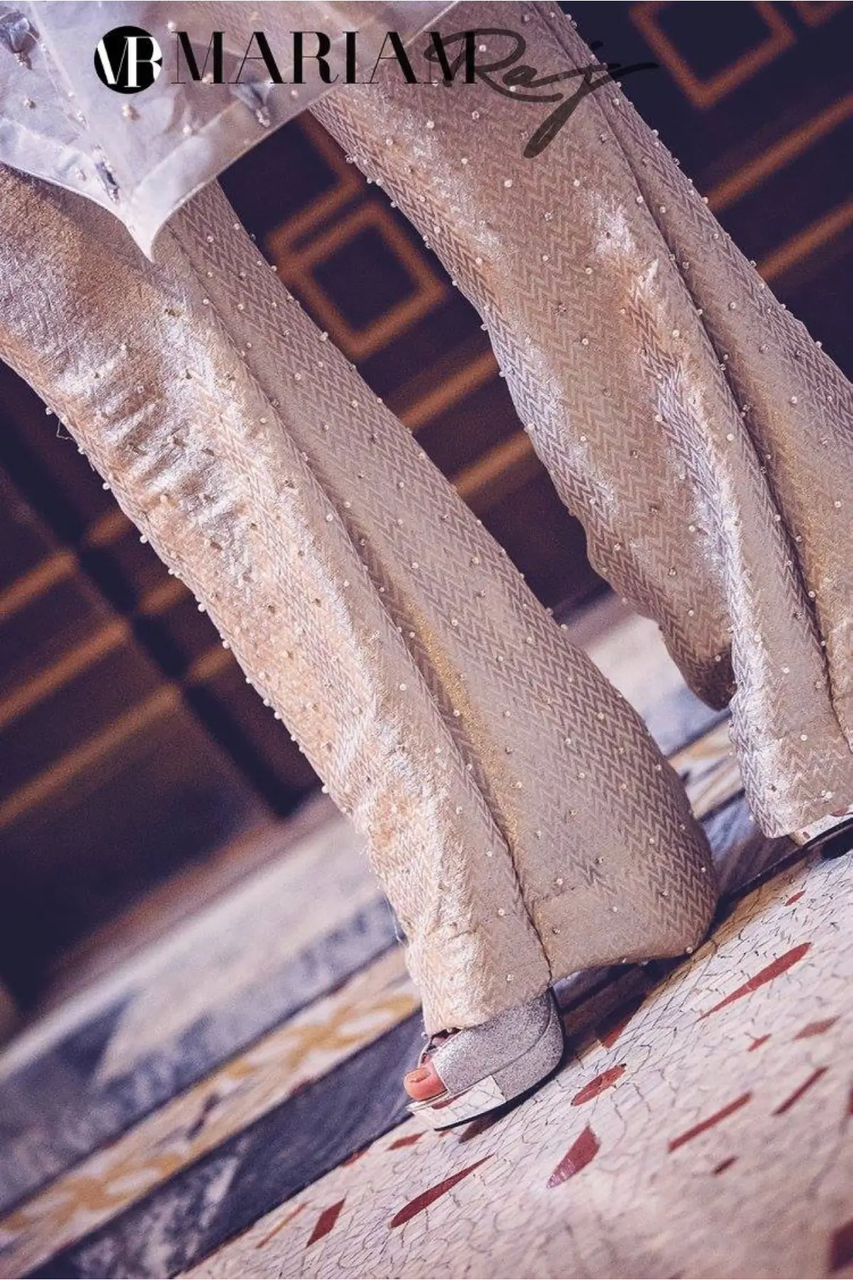 Snow White- Organza Kaftan with Jamawar Pants