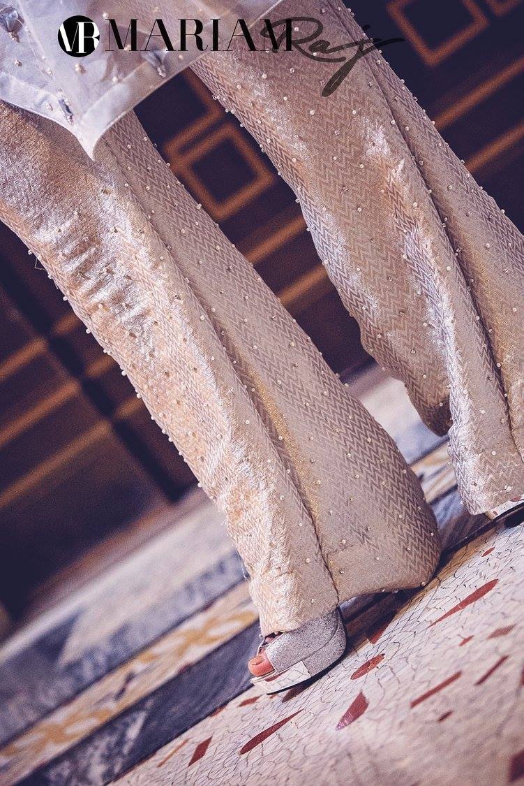 Snow White- Organza Kaftan with Jamawar Pants