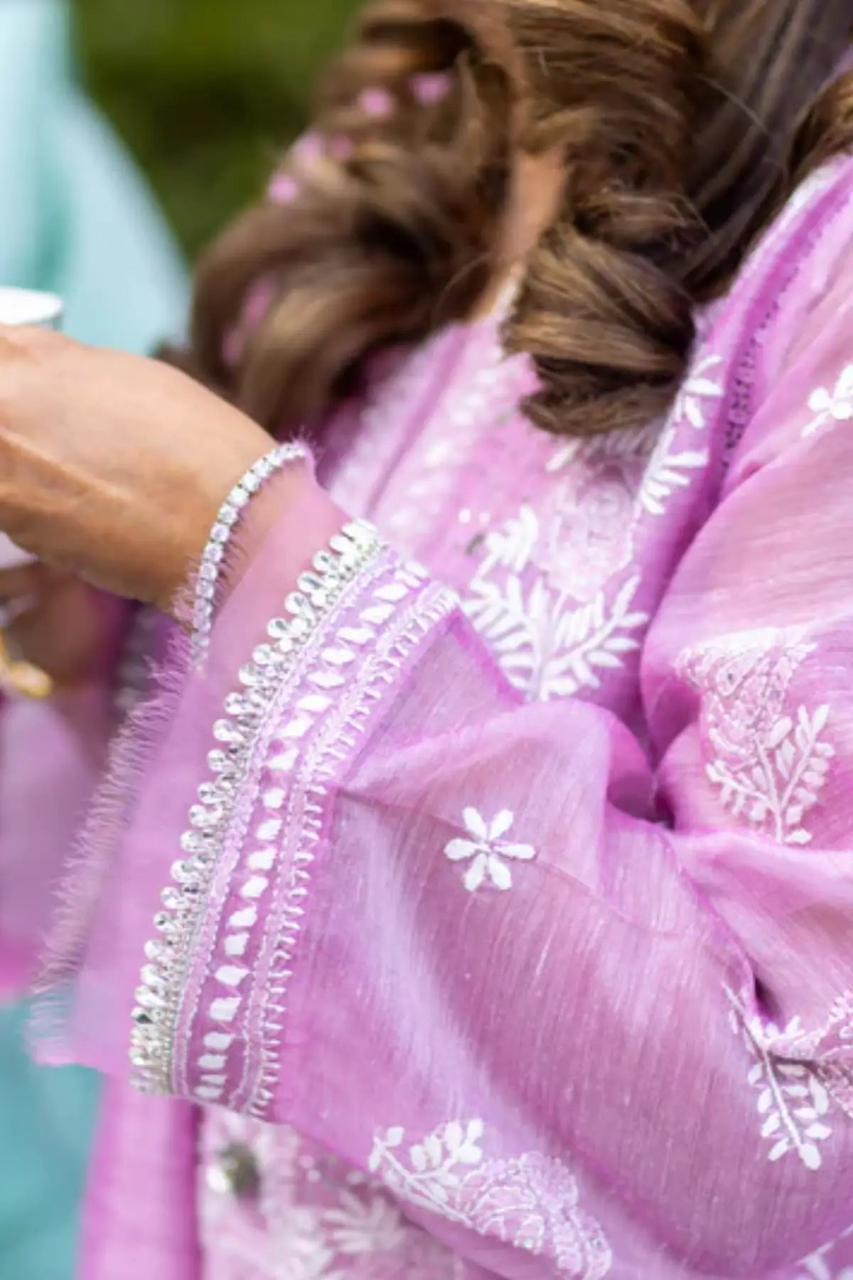 Soft Petals- Stunning Light Purple Chikan-Kari Suit