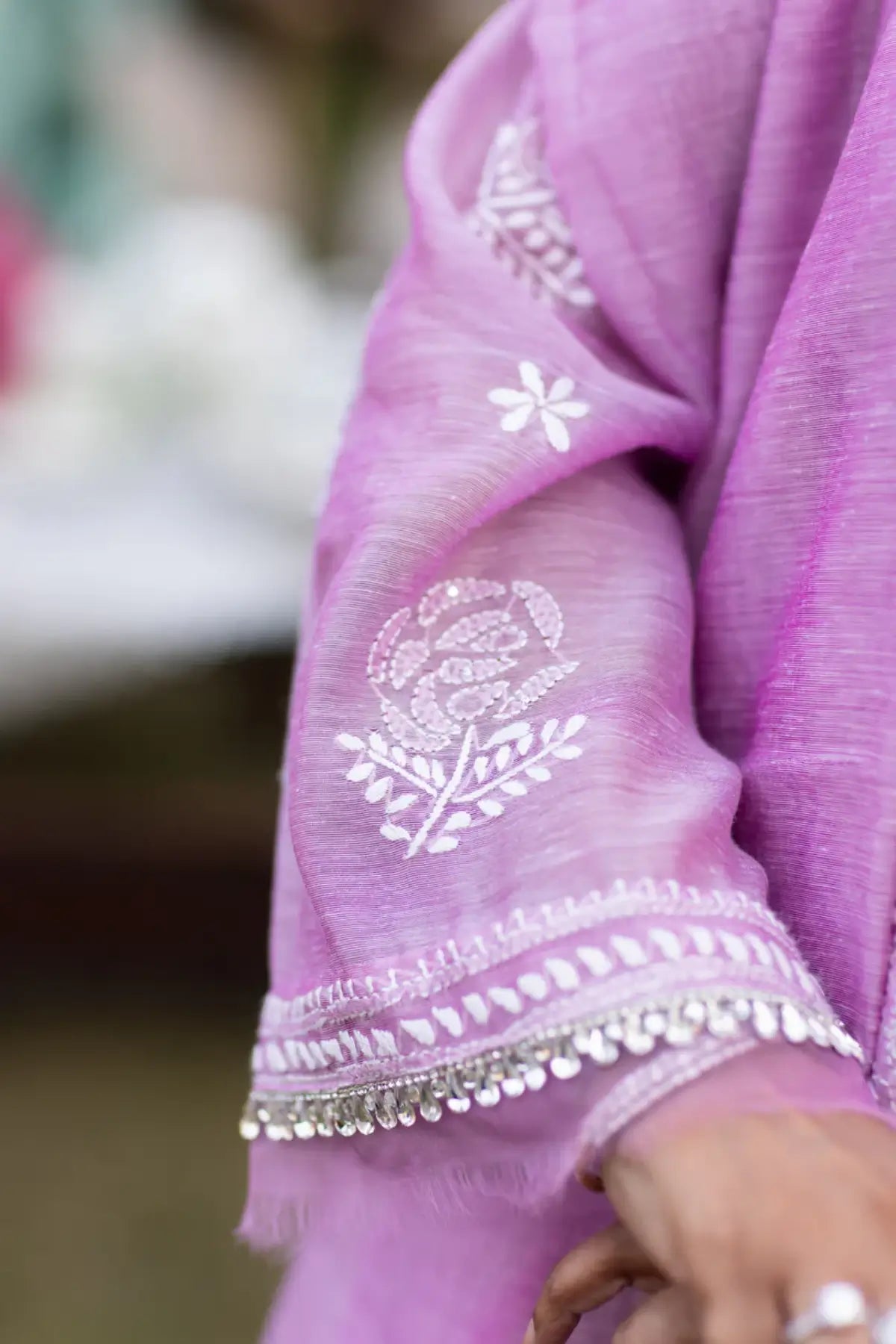 Soft Petals- Stunning Light Purple Chikan-Kari Suit