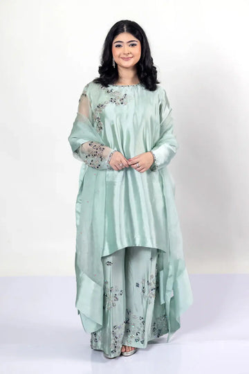 Tanishq – Luxury Silk Dress with Sheesha Detailing for Evening Events