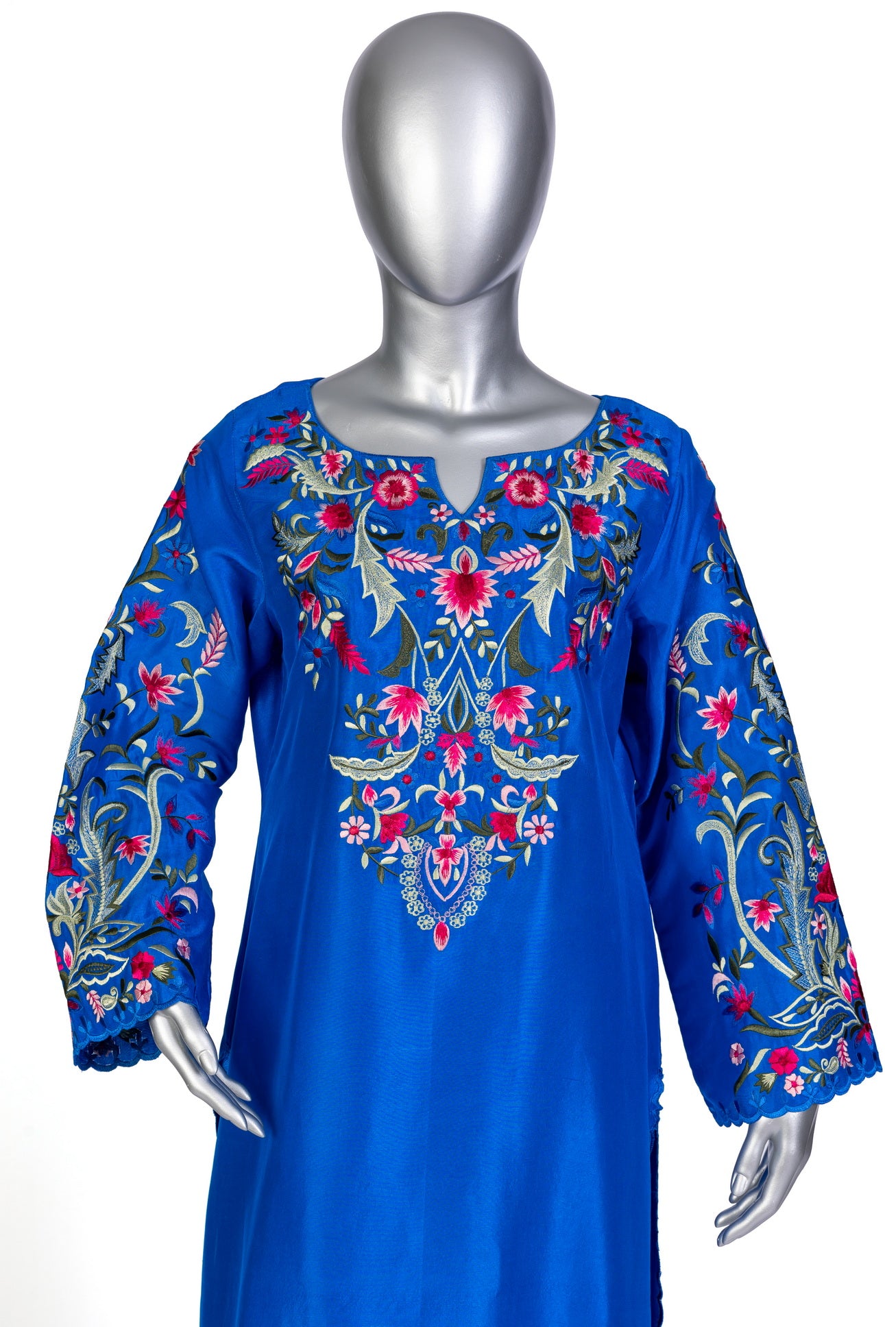 Tavisha Luxury Royal Blue Silk Set with Handwork and Tie-Dye Organza Dupatta by MariamRaj