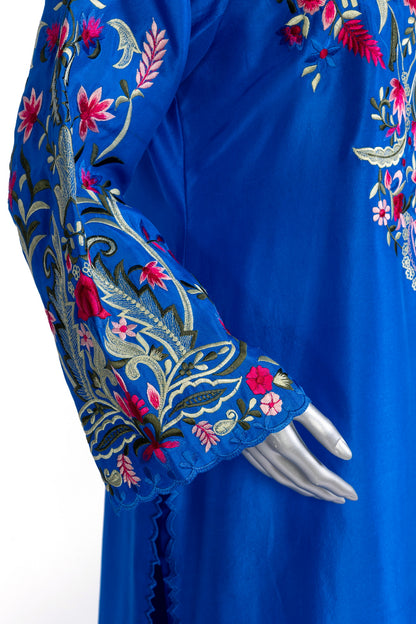 Tavisha Luxury Royal Blue Silk Set with Handwork and Tie-Dye Organza Dupatta by MariamRaj
