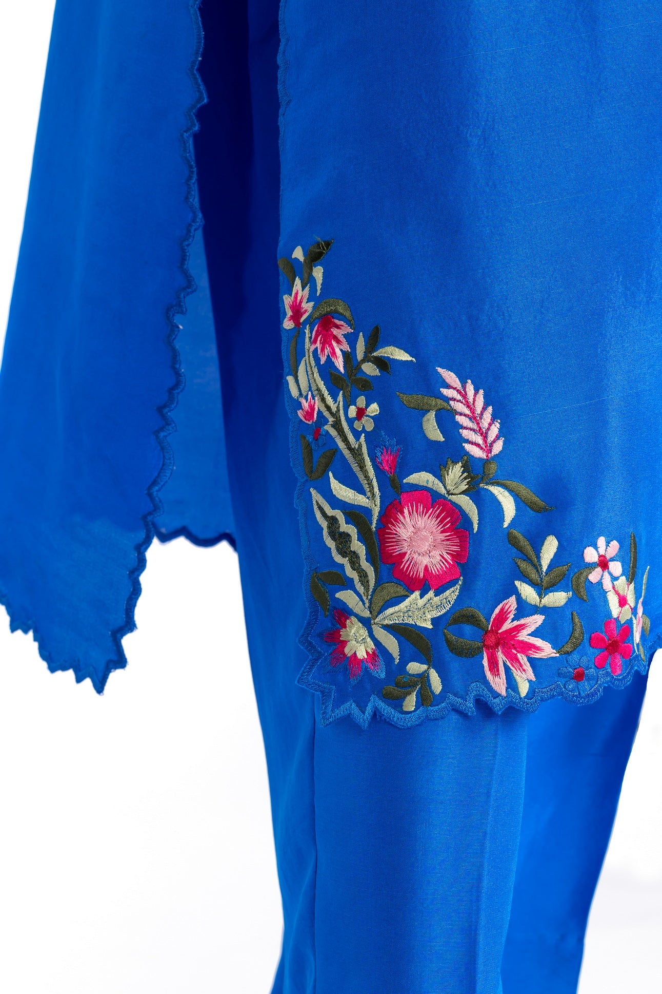 Tavisha Luxury Royal Blue Silk Set with Handwork and Tie-Dye Organza Dupatta by MariamRaj