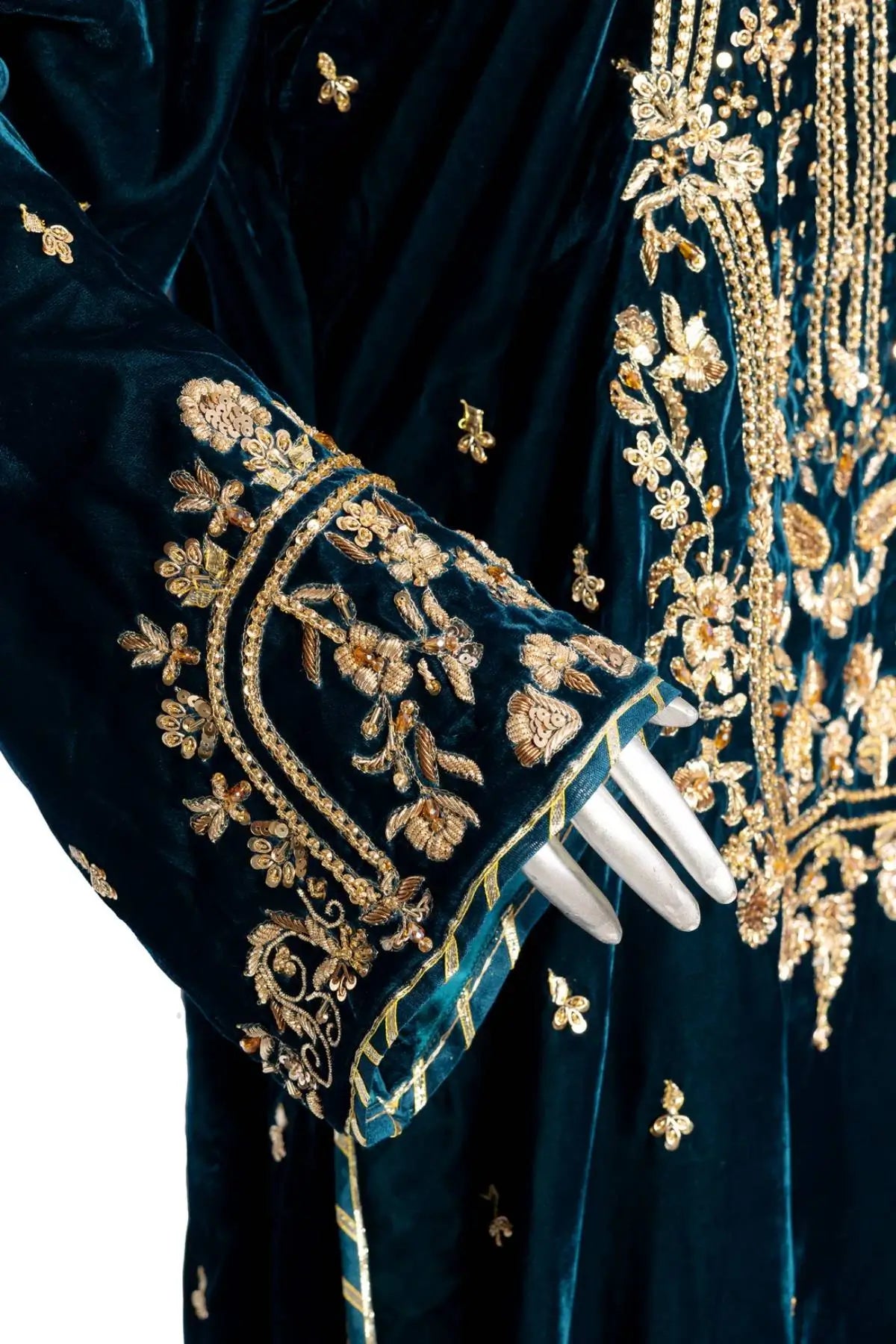 Teal Twilight-Luxury Pakistani velvet formal Suit for weddings