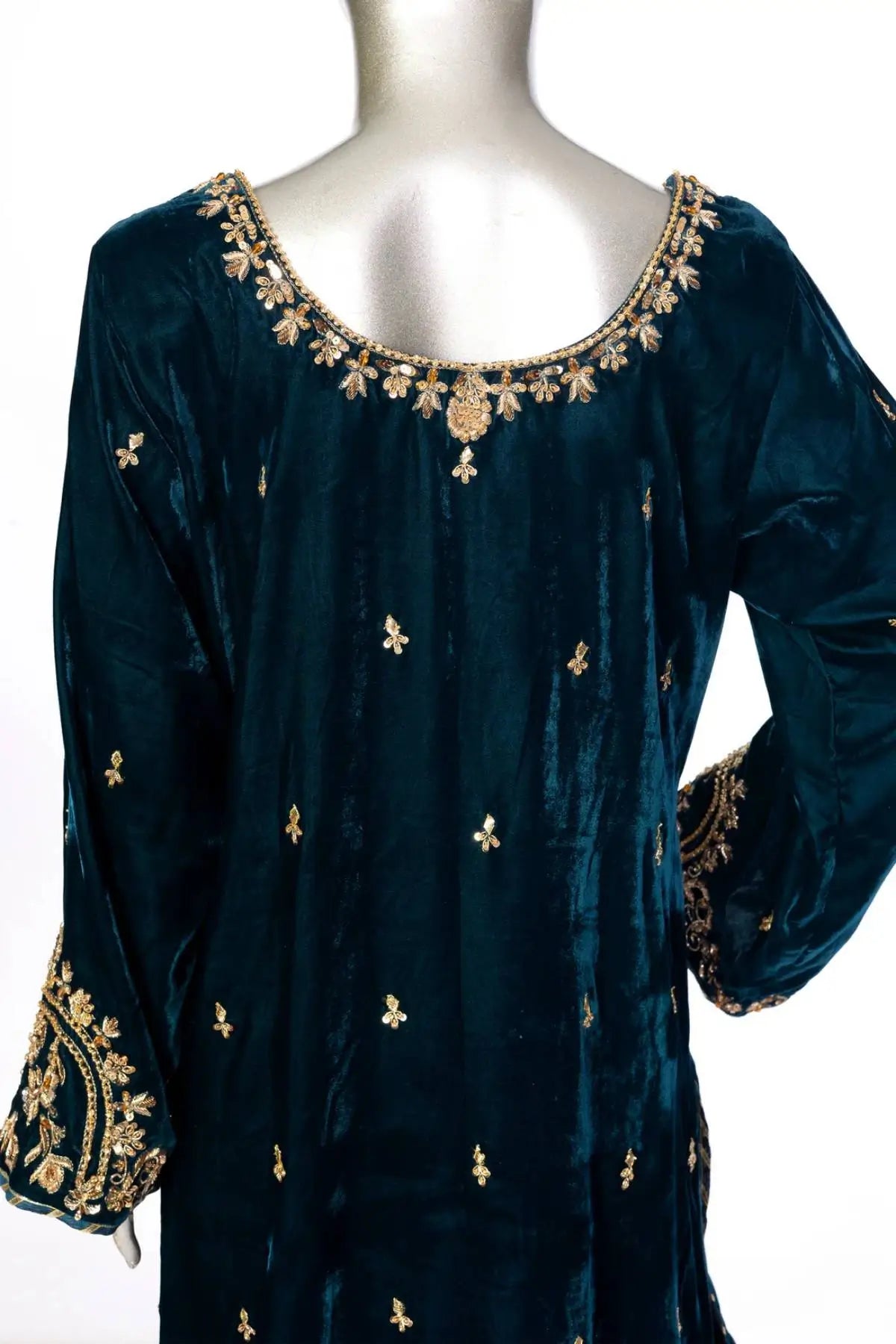 Teal Twilight-Luxury Pakistani velvet formal Suit for weddings