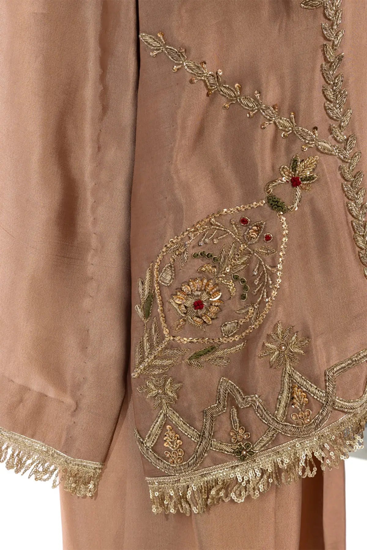 Zarfisha – Exclusive Pakistani Formal Wear in Gold Sheesha Silk Online