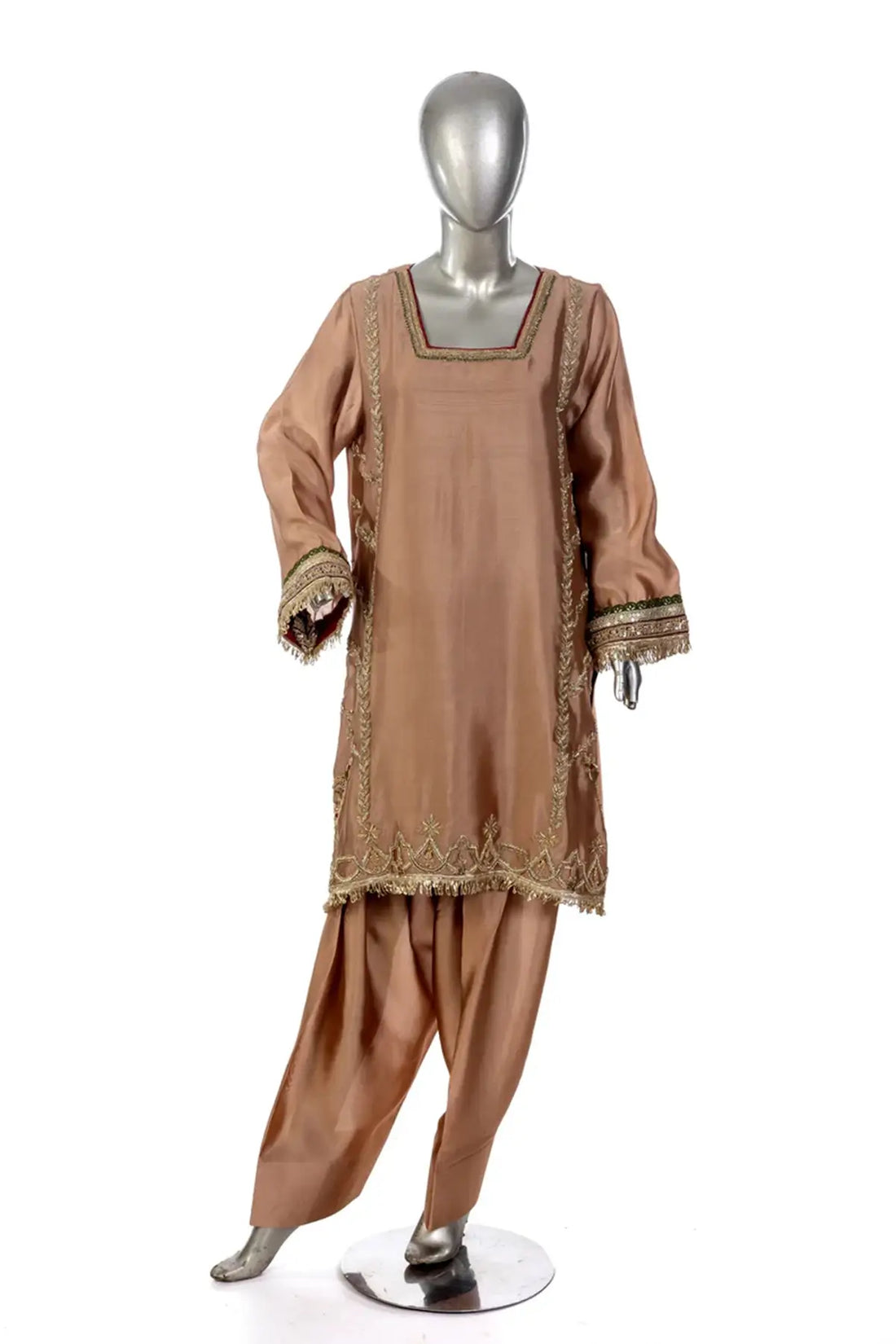 Zarfisha – Exclusive Pakistani Formal Wear in Gold Sheesha Silk Online