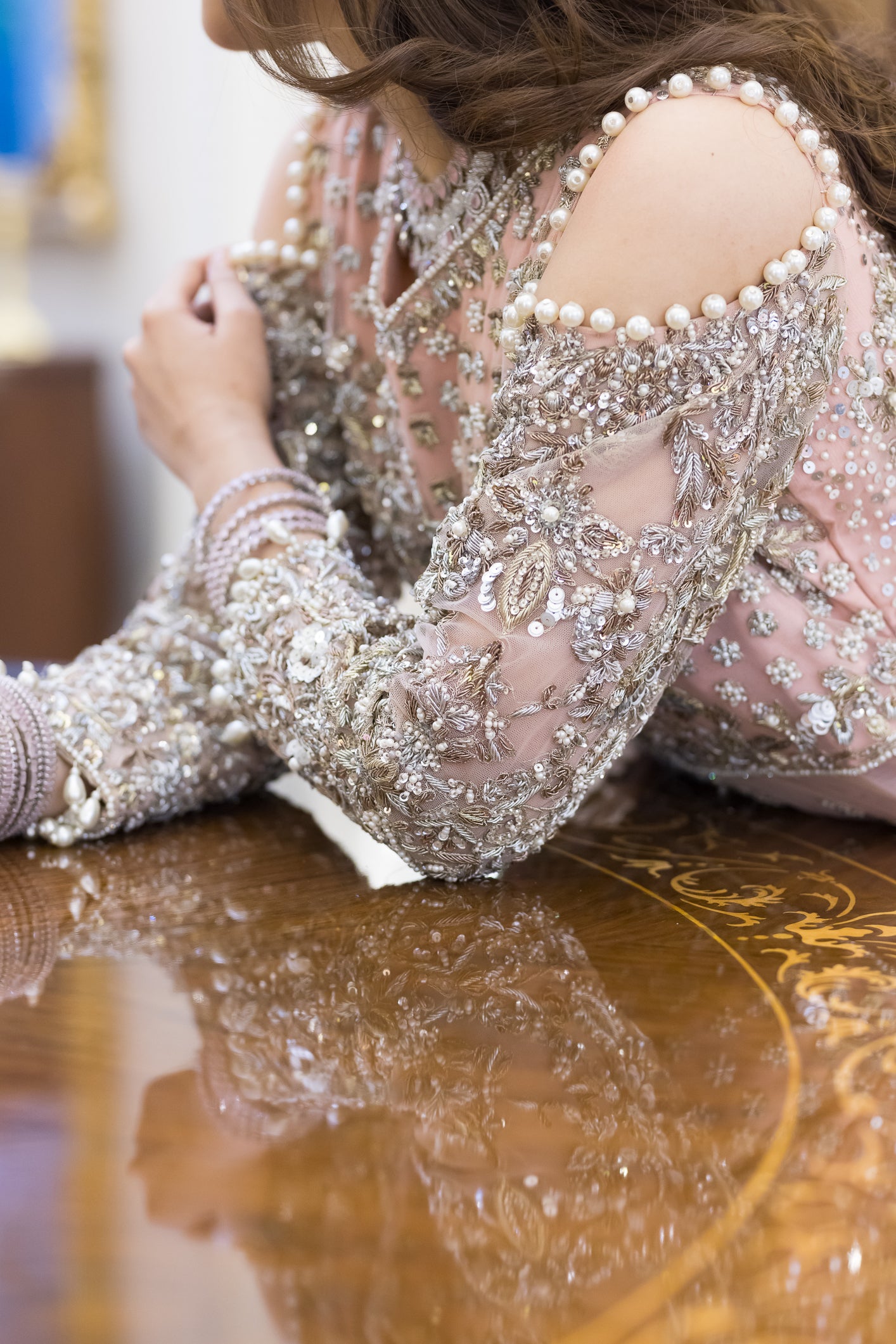 Pakistani formal pink gown with net shirt, organza lehenga, and dupatta – bridal-inspired reception outfit for wedding guests in Canada.