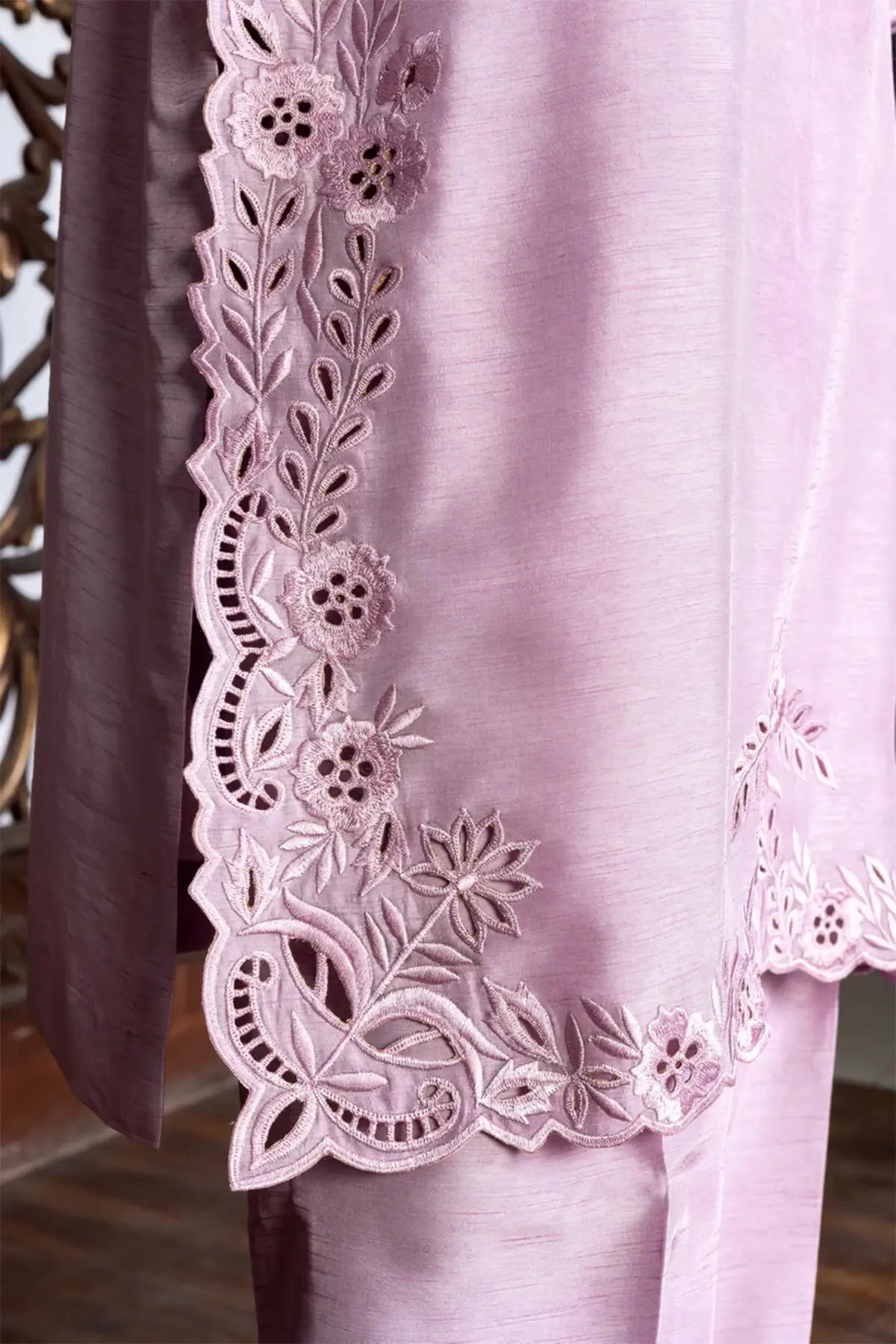 Zarnab – Pakistani Party Wear Suit in Korean Silk with Organza Dupatta