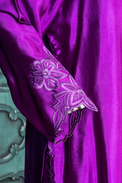 MariamRaj Designer Purple Silk Outfit with Organza Dupatta – Zarnoor