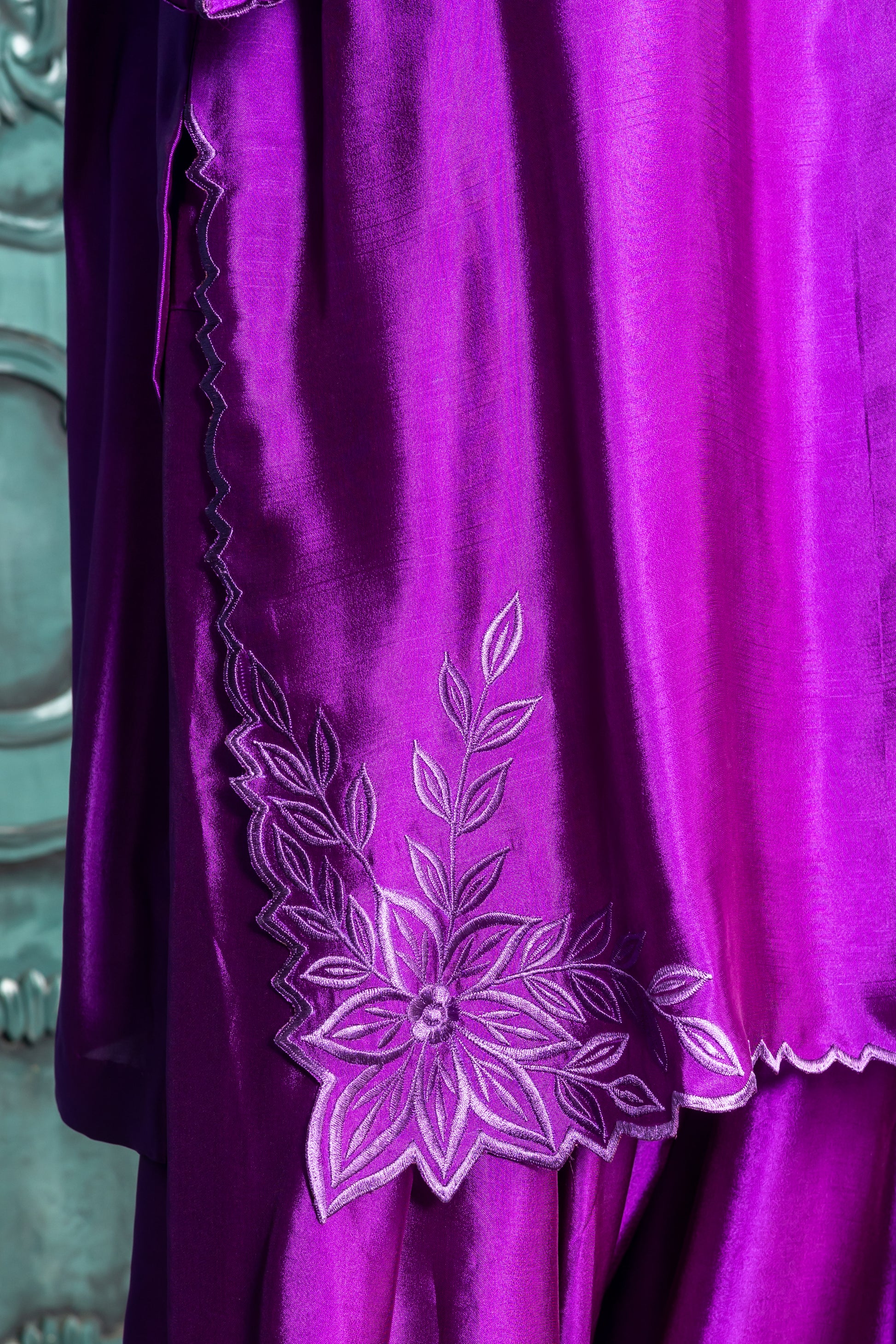 MariamRaj Designer Purple Silk Outfit with Organza Dupatta – Zarnoor