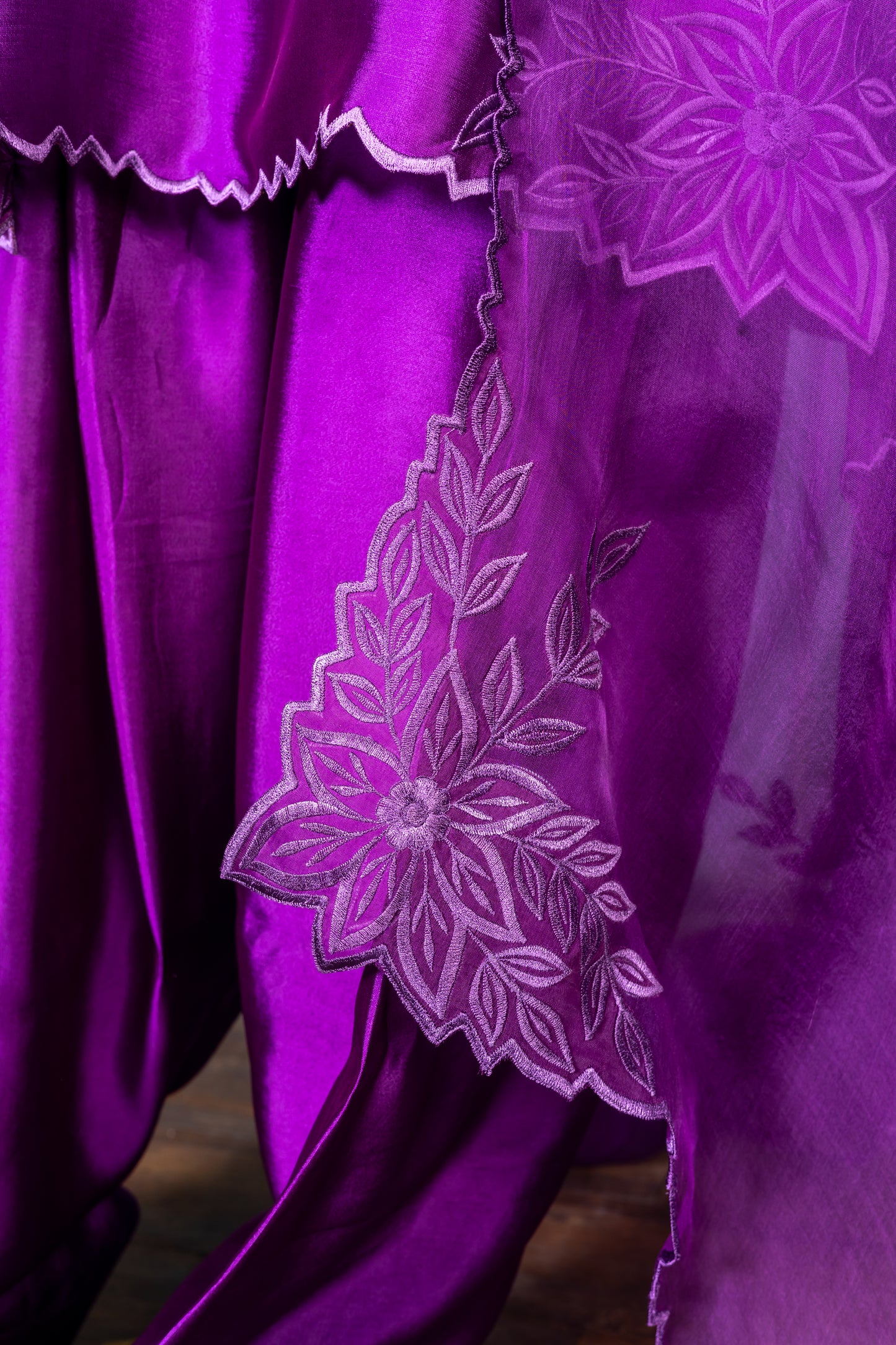 MariamRaj Designer Purple Silk Outfit with Organza Dupatta – Zarnoor