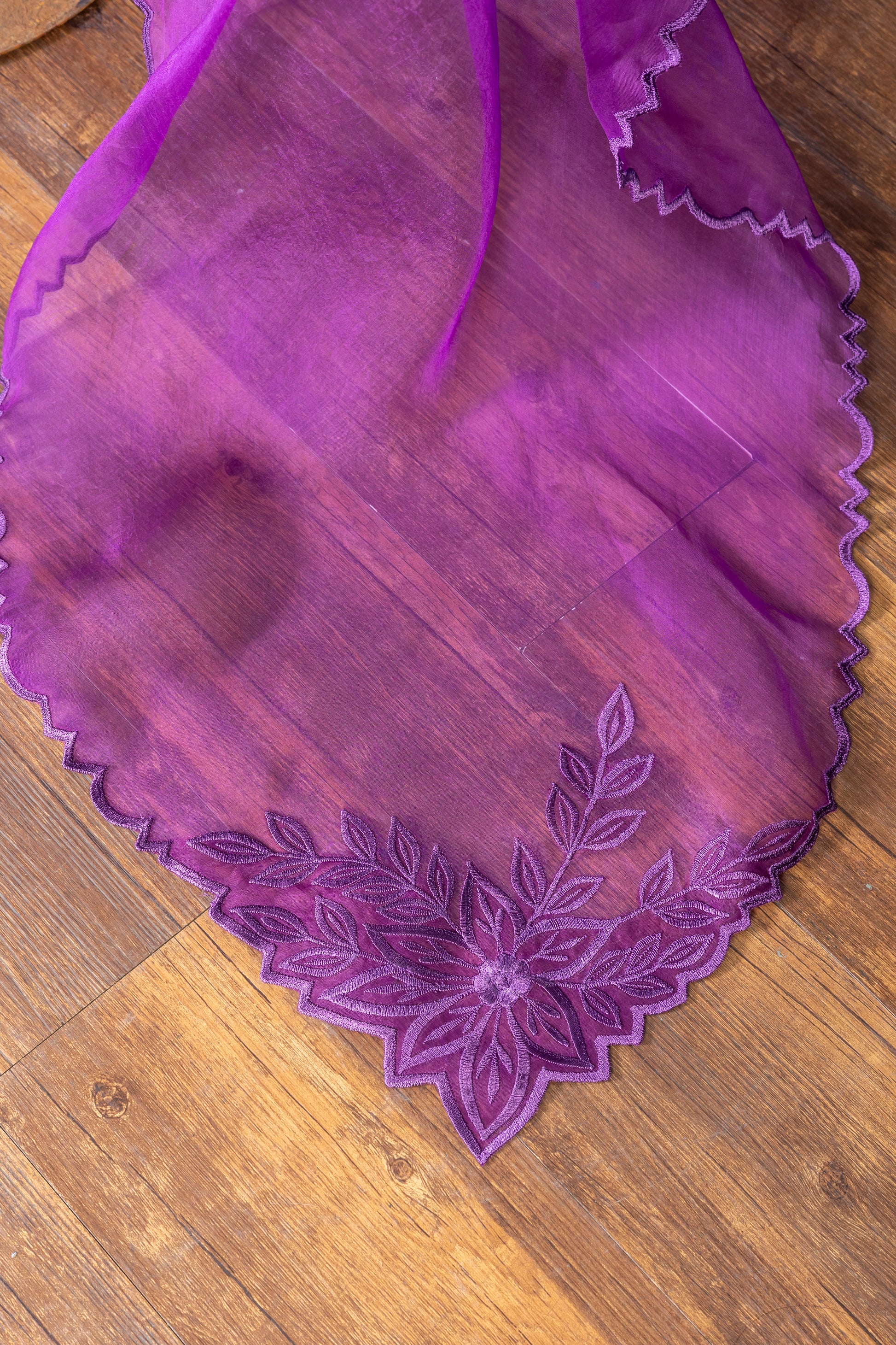 MariamRaj Designer Purple Silk Outfit with Organza Dupatta – Zarnoor