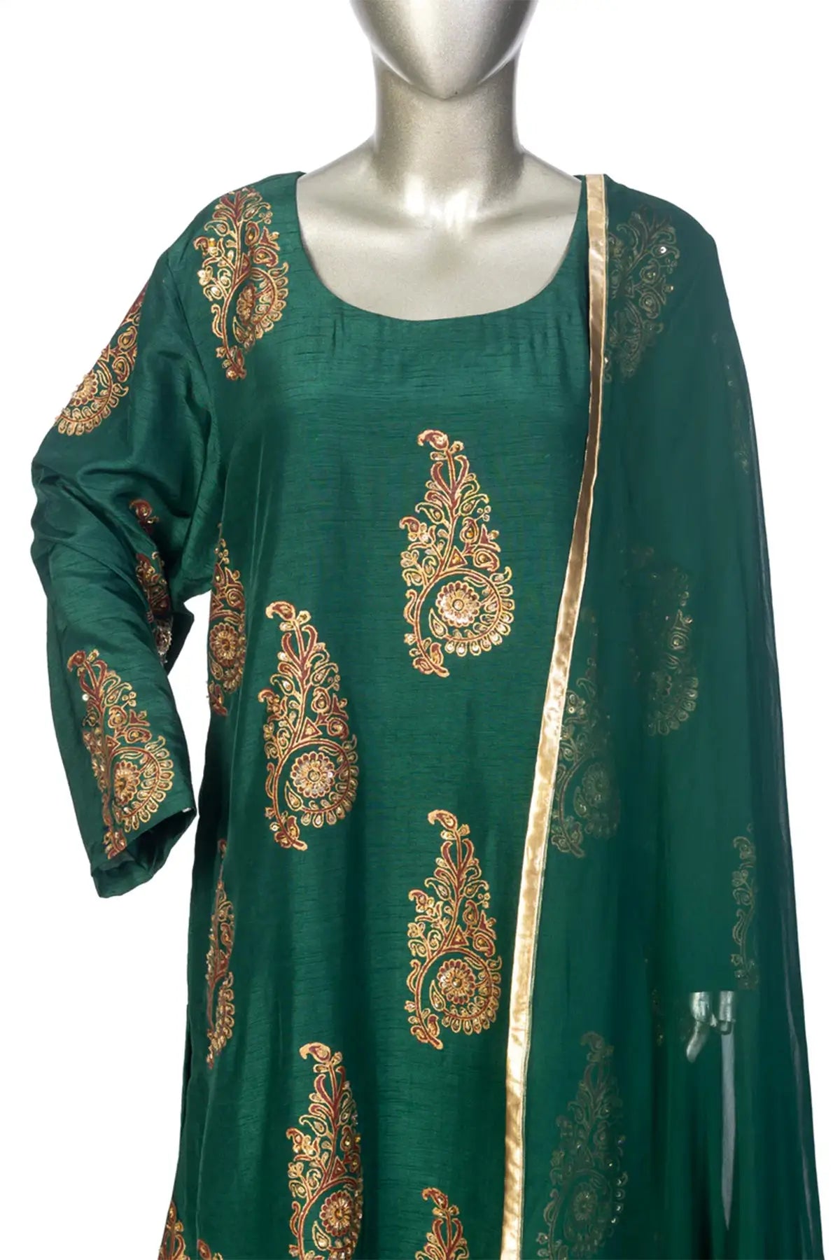Zeba – Emerald Green Korean Silk Formal Wear for Weddings