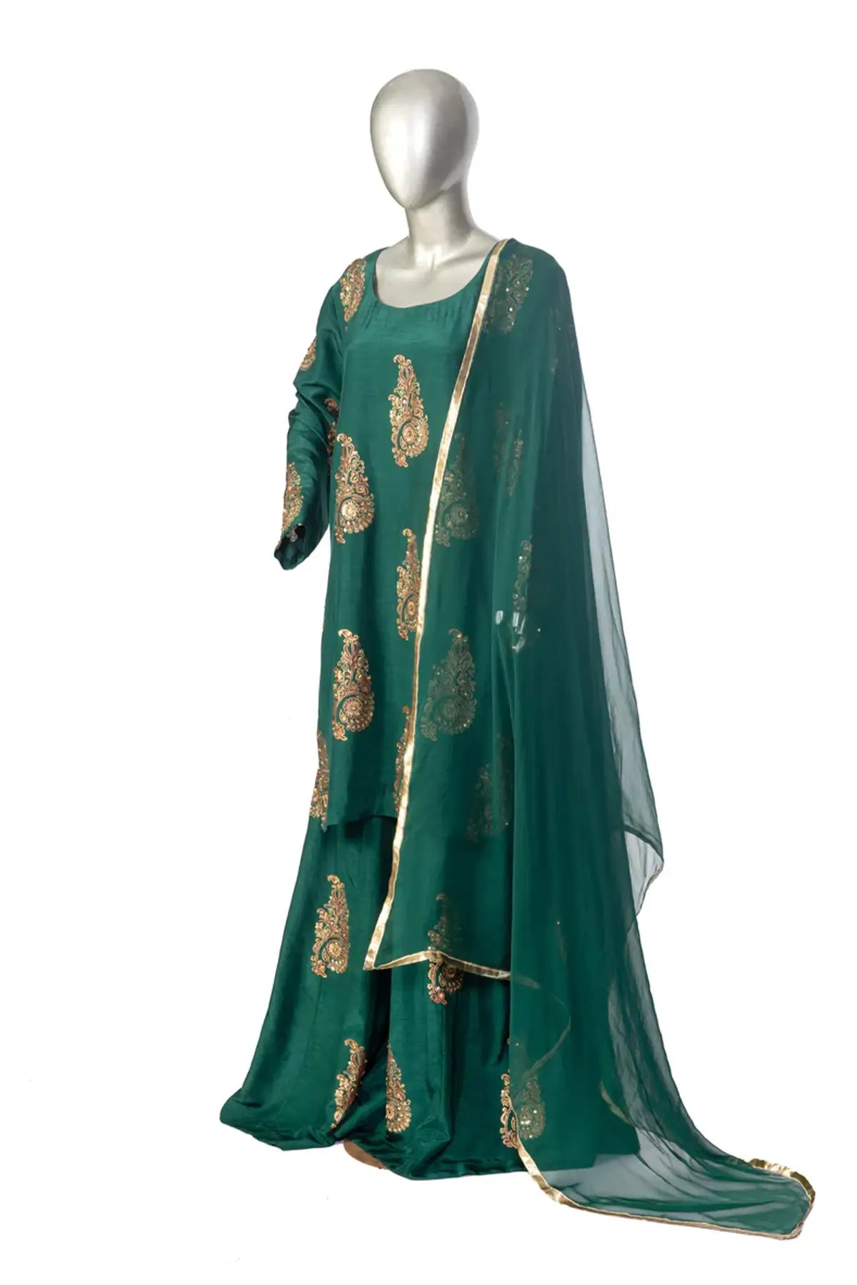 Zeba – Emerald Green Korean Silk Formal Wear for Weddings