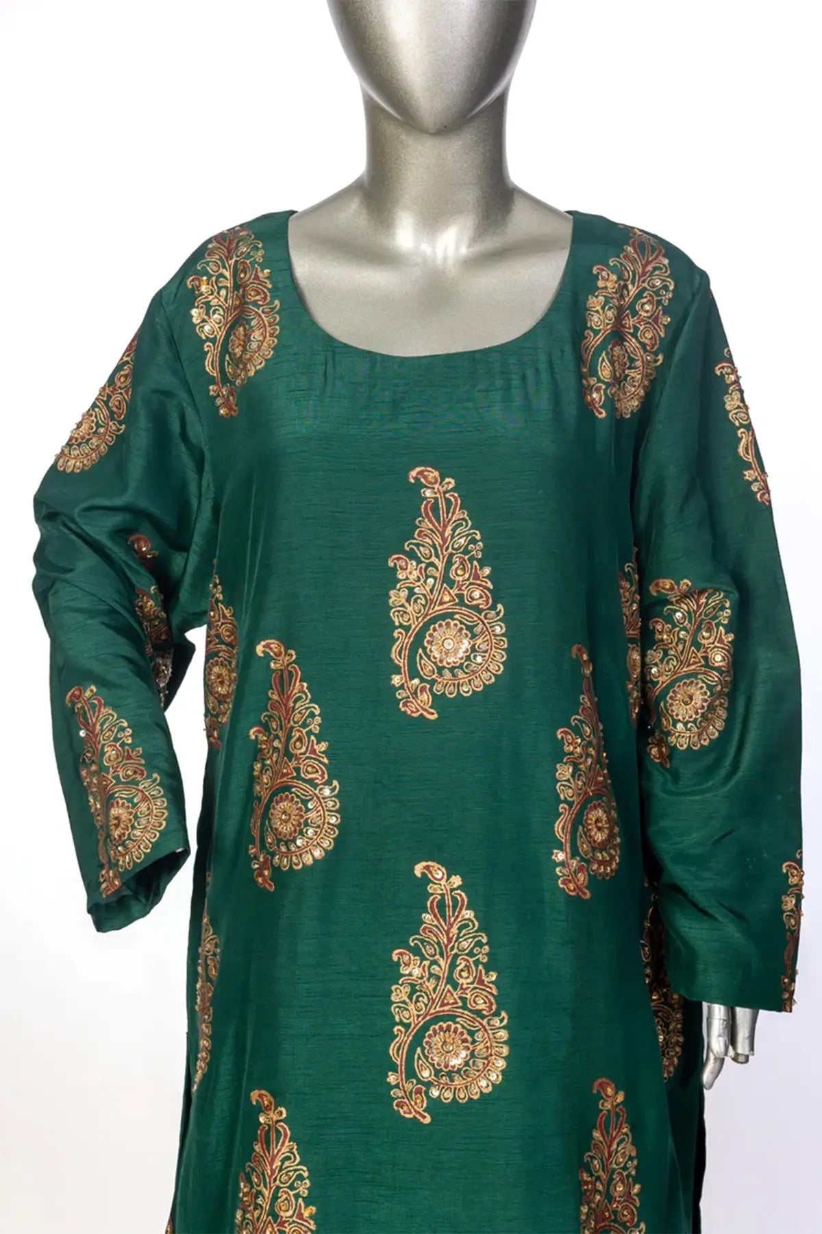 Zeba – Emerald Green Korean Silk Formal Wear for Weddings