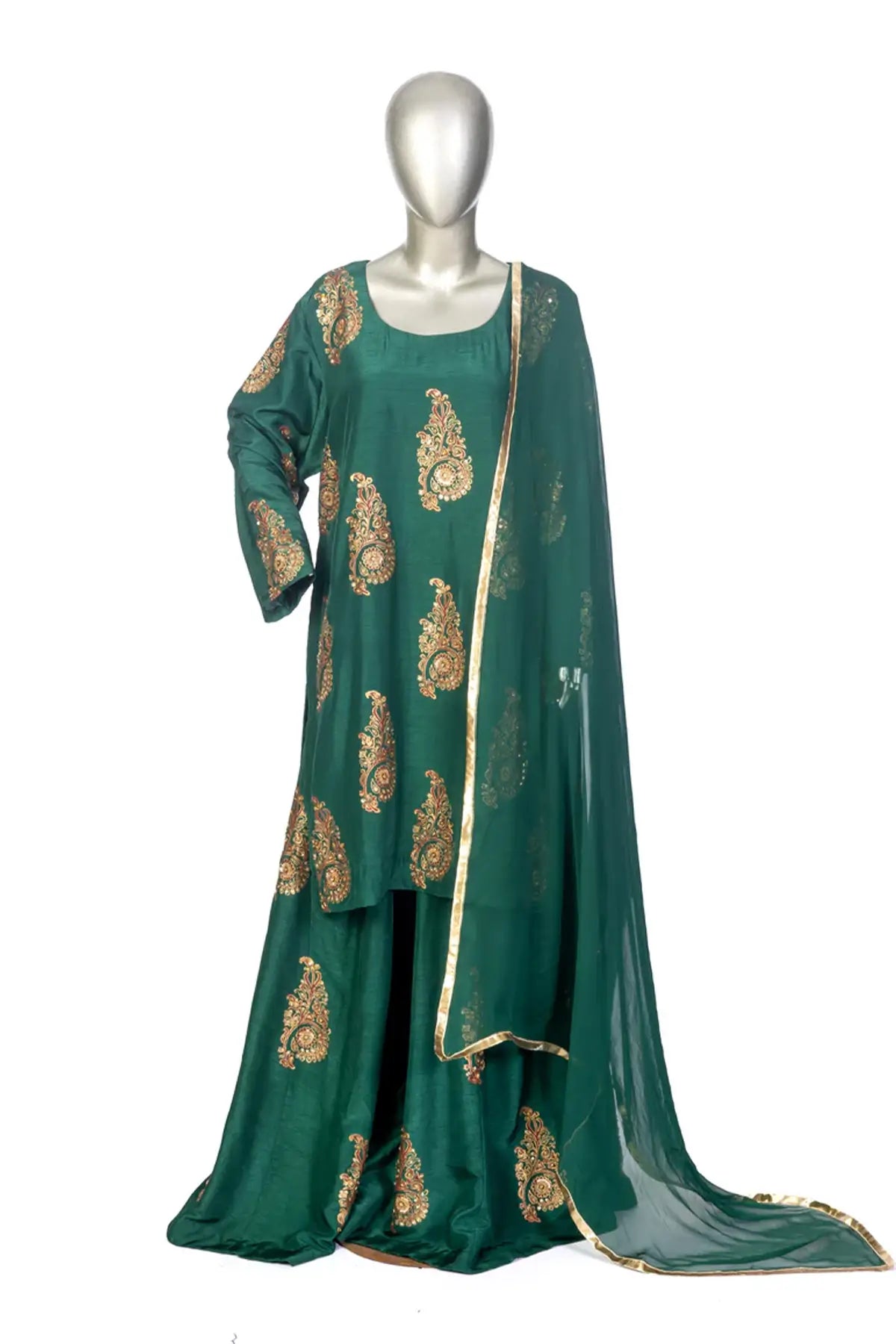 Zeba – Emerald Green Korean Silk Formal Wear for Weddings