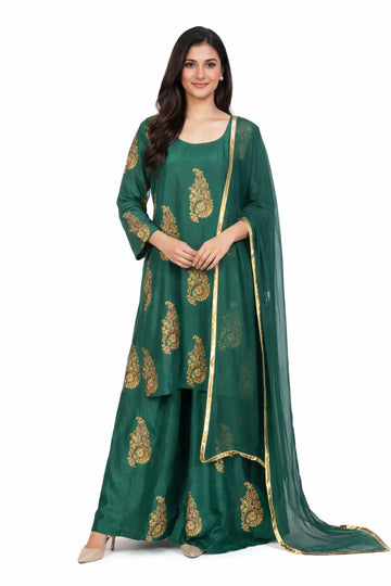 Zeba – Emerald Green Korean Silk Formal Wear for Weddings