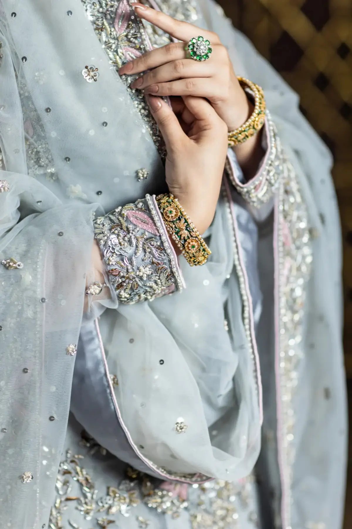 Zohra – Shop Sky Blue and Pink Organza Bridal Dress for Nikah & Walima